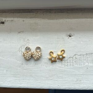 Gold Tone & Crystal Heart and Star Charms